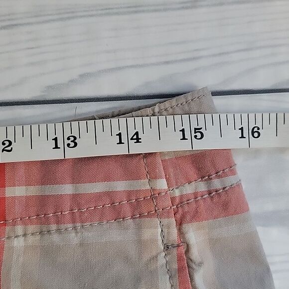 Old Navy plaid khakis 3 1/2 shorts - orange & tan Women's Size 4 - Picture 8 of 10